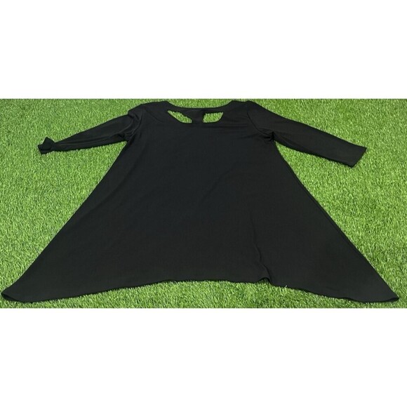 Clara Sun Woo Women’s 3/4 Sleeve Black Top Size Small Cut Out Asymmetrical hem - Picture 8 of 8